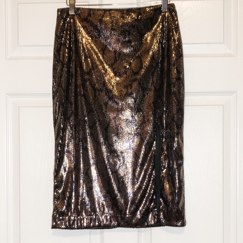 Python Sequin Skirt w/Slit | Medium | NWT